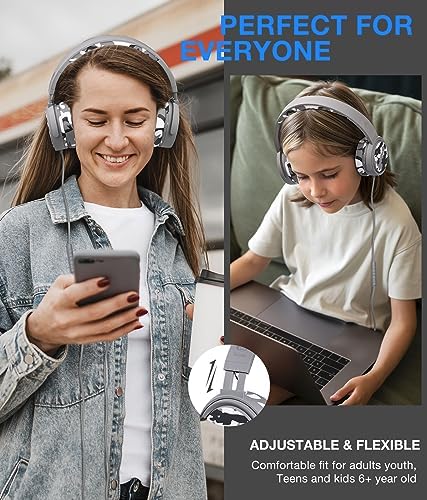 Rockpapa Ultra-Light Foldable Wired Headphones with Integrated Microphone – Premium Stereo Sound for All Ages, Perfect for Travel with Tangle-Free Cord and 3.5 mm Compatibility – Sleek Black/Grey Design for Everyday Listening and Virtual Meetings