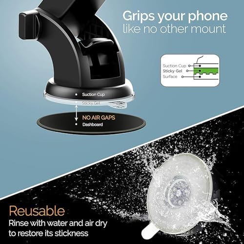 Revolutionary 360-Degree Rotating Smartphone Holder for Cars – Adjustable Arm with High-Performance Suction Gel Pad for Ultimate Dashboard Stability – Universal Fit for All Smartphone Models – Enhance Driving Safety and Convenience