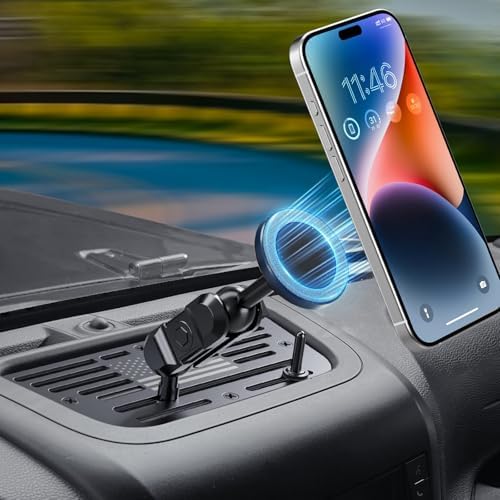 Stainless Steel Phone Mount for 2018-2023 Wrangler JL (NOT 4xe)&2020-2023 Gladiator Magnetic&Clamp Dual Heads All-Metal Shakeproof Original America Flag Design OEM Screws Dash Mount Install – Enhanced Compatibility and Speed