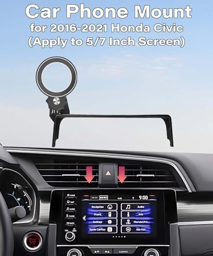 Revolutionize Your Honda Civic Driving Experience with the Premium Magnetic Phone Holder – 360-Degree Rotating Mount for 5/7-Inch Screens | Hands-Free Convenience & Enhanced Safety | Perfect Smartphone Cradle for 2016-2021 Models