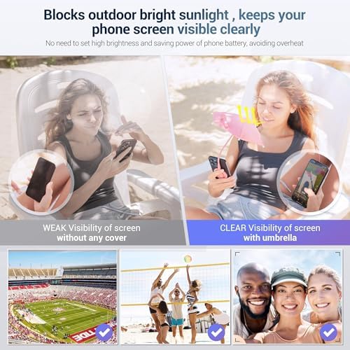 Magnetic Cell Phone Umbrella for Sun,Universal Cute Phone Sunshade Shield Cover with 360°Adjustable & Rotatable Phone Ring,Outdoor Anti-reflective Phone Sun Visor for Magsafe Cell Phone/Android/Kindle – Enhanced Compatibility and Speed