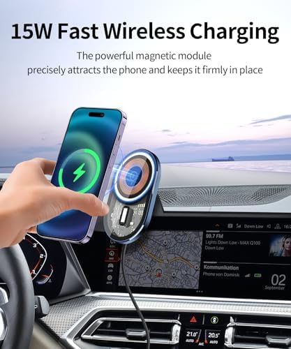 Wireless charging car phone holder For 2019-2023 BMW The X5 / 2020-2023 BMW X6 /2019-2022 BMW X7 Accessories 12.3-inch Screen Fixed Clip,360° Rotation car phone mount Compatible with MagSafe – Enhanced Compatibility and Speed