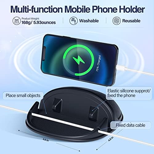 Loncaster Universal Dashboard Car Phone Holder Mount – 2 Pack Ultra-Stable Silicone Cradle for Hands-Free Use, Compatible with i Phone & Most Smartphones, Effortless Installation, 360-Degree Viewing Angles, Essential Car Accessory for Safe Navigation and Calls