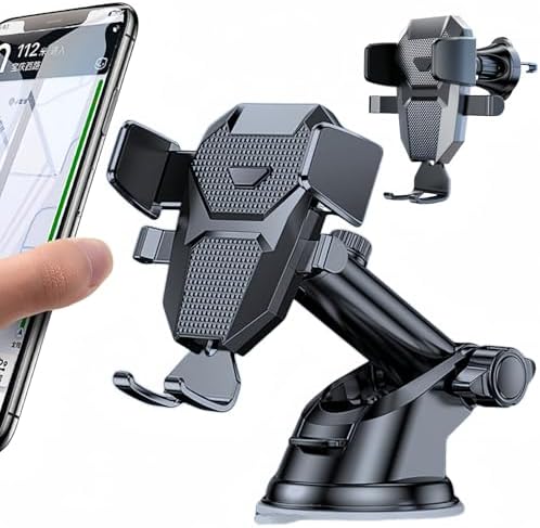 Universal 3-in-1 Car Phone Holder with Strong Suction Cup – Adjustable Dashboard, Windshield & Vent Mount for All Smartphones – Enhanced Stability, 360-Degree Rotation & Quick-Release Function for Safe Navigation