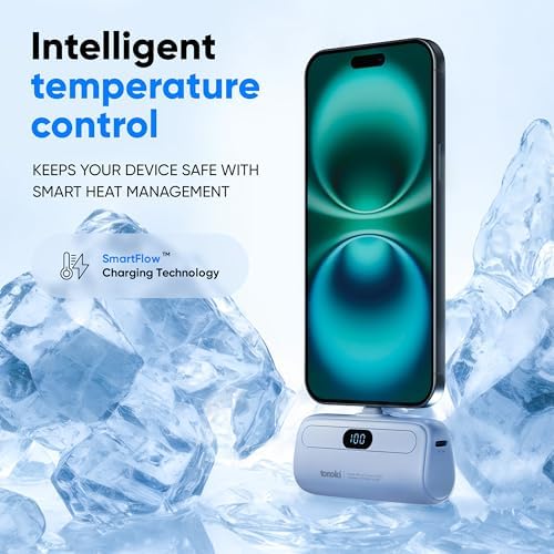 Compact 5000 m Ah Portable Charger for i Phone 15/16 and USB-C Devices – Fast Charging Mini Power Bank in Sleek White – Lightweight On-the-Go Power Bank for Busy Lifestyles – Perfect for Travelers and Professionals