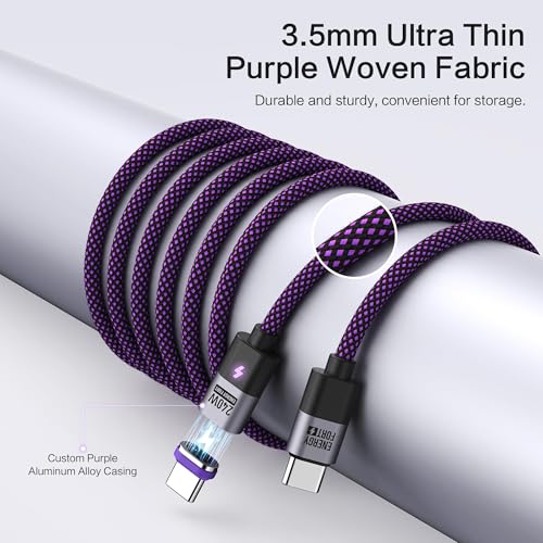 240 W High-Speed Magnetic USB C Charging Cable Set – 2-Pack (3.9 ft & 6 ft) Braided Type C Charger for Phones, Mac Books & i Pads – Ultimate Durability & Enhanced Compatibility for Fast Charging Solutions