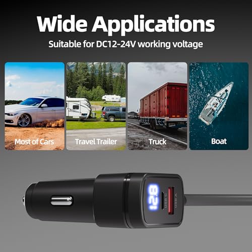 Starlink Mobile Power Hub: 100 W Waterproof Car Charger with Dual USB & Type-C Ports – Flexible 10 FT & 3 FT DC Cables for Seamless Satellite Internet on the Go