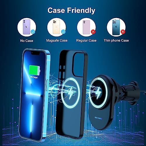 Magnetic Wireless Car Charger Mount for i Phone – Fast Semiconductor Cooling Technology for i Phone 15/14/13/12 Series – Effortless Hands-Free Charging & Secure Fit for Enhanced Driving Safety and Convenience