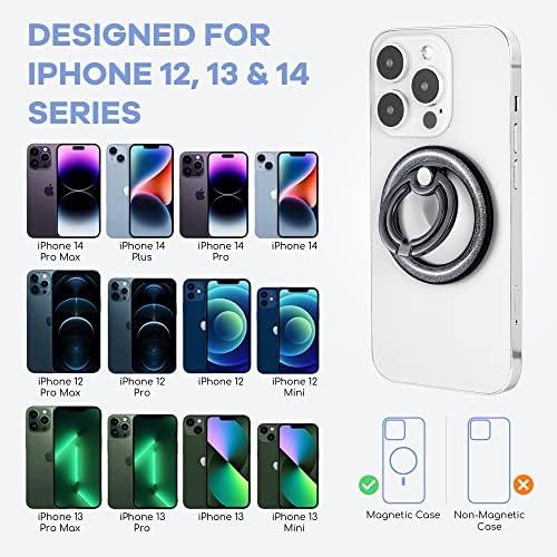 Neoguri Magnetic Phone Ring Holder – Versatile Grip & Kickstand for i Phone 14/13/12 Series – Glitter Silver & Rainbow Finish for Stylish Protection – Ultra-Strong Magnetic Design for Secure One-Handed Use & Hands-Free Viewing – Compatible with Magnetic Cases – Premium Zinc Alloy Construction with Long-Lasting Shine – 360° Rotation & 180° Flip for Optimal Comfort – Perfect for On-the-Go Video Calls & Streaming – Worry-Free 18-Month Warranty & Dedicated Customer Support