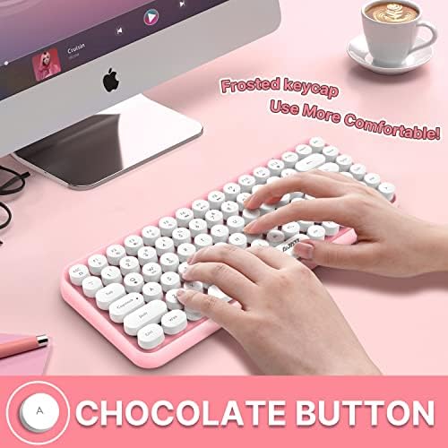 FELICON Retro Mini Wireless Bluetooth Keyboard – Portable 84-Key Typewriter Design for Android, i Pad, Windows & PC – Perfect Companion for Home & Office with Enhanced Compatibility and Rechargeable Battery