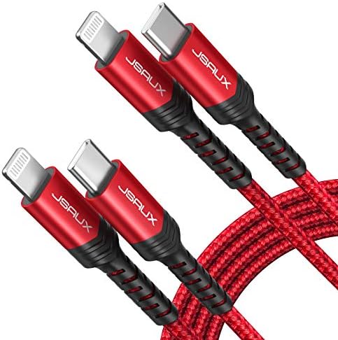 JSAUX Enhanced USB C to Lightning Cable 2-Pack – 6 FT Durable Charger for i Phone 14/13/12/11 Pro, MFi Certified Fast Charging Cord, Ideal for Home and Office Use, Sleek Blue Design for Stylish Connectivity