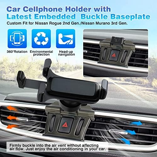 Universal Car Phone Holder for Nissan Rogue (2014-2020), Rogue Sport (2017-2023) & Murano (2015-2023) – Premium Dashboard & Air Vent Mount Stand for Secure Device Positioning and Enhanced Driving Experience