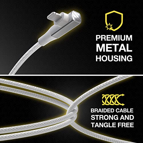 Scosche Ci4 B4 SG-SP MFi Certified Strikeline 4 ft Braided Lightning & USB-C Charging Cable – Fast, Durable, and Stylish Power Solution for Seamless Device Compatibility in Space Gray