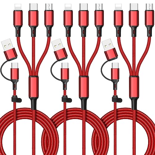 Ankndo 6-in-1 Universal Charging Cable Pack – 4 FT Durable Tangle-Free USB Charger for i Phone, USB-C, Micro USB & USB A/C – Rapid 3 A Fast Charging Capability with Multi-Device Compatibility – Essential Gadget Power Solution for Seamless Connectivity