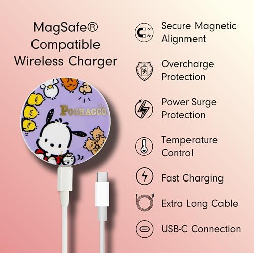 Sonix x Sanrio Hello Kitty & Care Bears Magnetic Mag Safe Charger for i Phone 12-16 Series | 6.5 ft USB-C Fast Wireless Charging Cable | Stylish, Playful, and Efficient Power Solution for Your Device