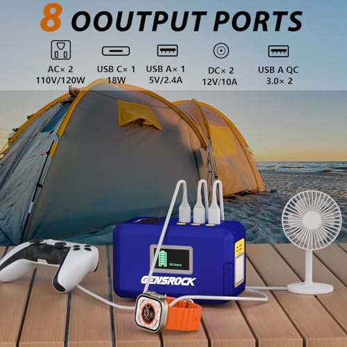 GENSROCK 24,000 m Ah Portable Power Bank – High-Capacity 150 W Peak AC Charger with 8 Ports for Laptops, i Phones, and More – Ultimate Solution for Outdoor Adventures, Home Emergency Backup, and On-the-Go Professionals – Enhanced Durability and Fast Charging Performance