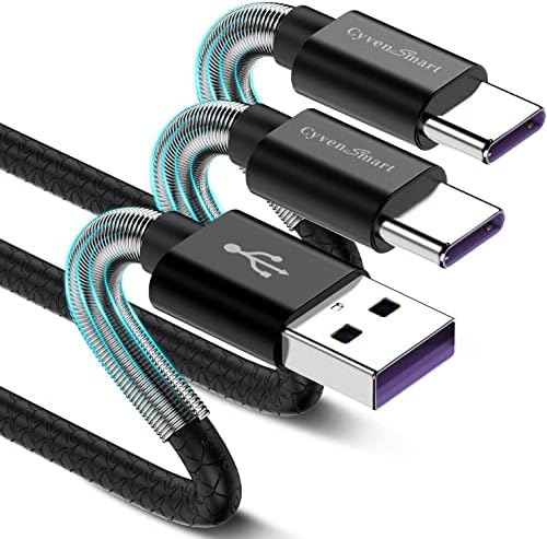 Cyven Premium 3 ft USB Type C Cable Duo Pack – Fast Charge & Data Transfer Cord, Durable TPE Construction, Compatible with Samsung Galaxy A Series, LG V Series, and More – Stylish Pink Design for Enhanced Performance and Versatility
