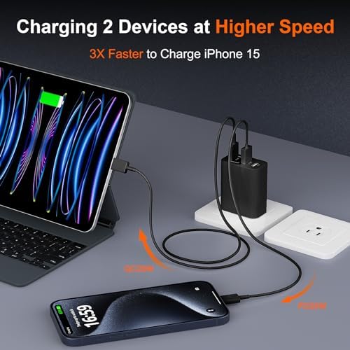 Ultimate 40 W Multiport USB-C Fast Charger – High-Efficiency 4-Port Power Adapter with Quick Charge 3.0 & Power Delivery for Super-Fast Device Charging – Sleek, Portable Design Perfect for Travel – Convenient 2-Pack for Enhanced Versatility and Easy Charging on the Go