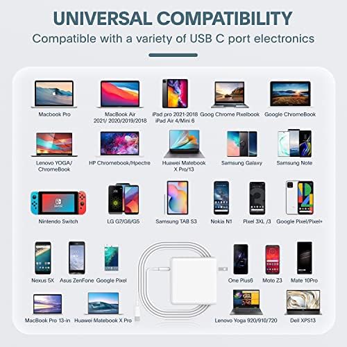 Ultra-Fast 118 W USB-C Mac Book Pro Charger with 6.6 ft Cable – Enhanced Compatibility for M1, M2, M3, M4 Models & i Pad Pro – Optimal Charging Efficiency, Overheat Protection & Compact Design for All USB-C Devices