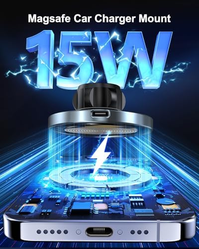 Mag Safe Wireless Car Charger – 15 W Fast Charging Vent Mount for i Phone 12-16 Series – Effortless Installation & Optimal Stability for On-the-Go Power Solutions