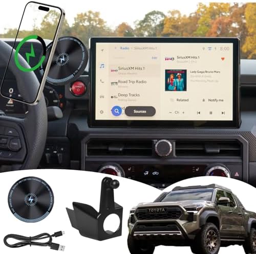 Elevate Your Drive: Toyota Tacoma Magnetic Wireless Charging Phone Mount (2024-Present) – Perfect Fit for 14-Inch Screens, Effortless Installation, and Enhanced Device Accessibility