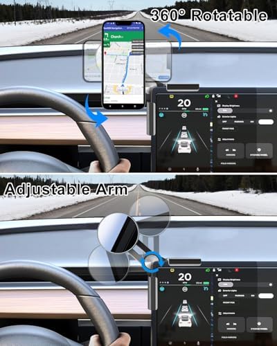 15 W Wireless Fast Charging Magnetic Phone Mount for Tesla Model Y & Model 3 – Ultimate Holder for i Phone 12-16 & Android Devices, Includes 5 ft USB-C Cable, Perfect for Safe Navigation and Hands-Free Use – Modern Tesla Accessory