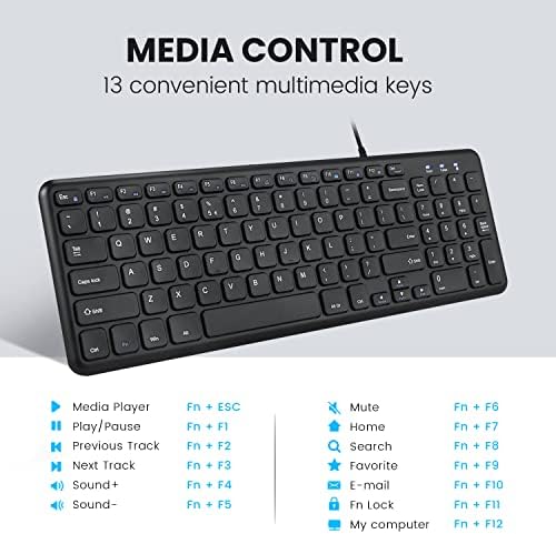 Elevate Your Typing Experience with the Perixx PERIBOARD-213 U Wired Silent USB Scissor Keyboard – Compact Design with Number Pad for Effortless Productivity, Ideal for Home and Office Use, Enhanced Compatibility, and Sleek Aesthetic – Perfect for Quiet Workspaces and Data Entry – Black US English Layout