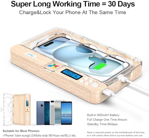 Portable Smart Auto Phone Timer Lock Box for iPhone and Android Phones, Self-Control Timer Locker to Help Kids,Students, Adults Focus Back,Prevent Excessive Games, Mobile Phone Addiction(White) – Enhanced Compatibility and Speed