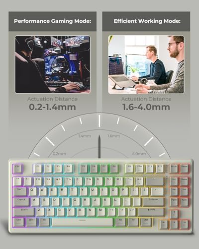 Hyper-Fast XVX G75 Wired Mechanical Gaming Keyboard – 75% Compact Design with Adjustable Actuation Points, 8 k Hz Polling Rate, and Ergonomic RGB Backlighting for Ultimate Performance and Comfort in Every Game Session