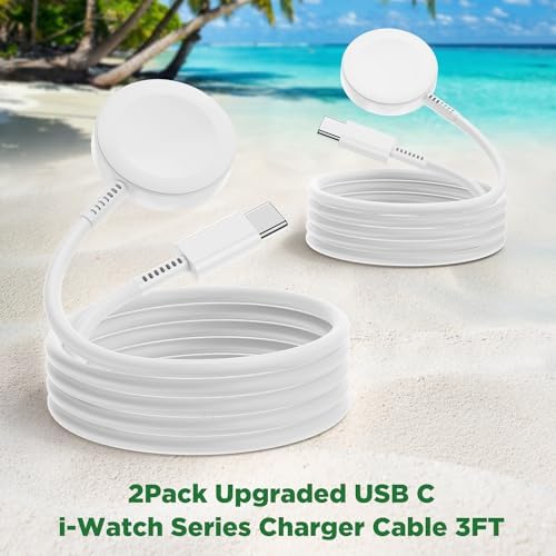 Revolutionize Your Apple Watch Charging with Dual Magnetic Wireless USB-C Chargers | Fast 3 FT Cable for All Series Models Including Ultra SE/8/7/6/5/4/3/2/1 | Ultimate Compatibility for 38 mm to 45 mm Sizes | Tangle-Free Premium Design for Effortless Use | Enhanced Durability for Everyday Power Needs