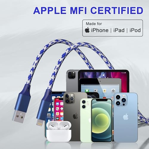 Ultra-Long 26 FT Lightning Charger Cable for i Phone – Apple MFi Certified, Fast 2.4 A Charging, Durable Nylon Braided Design for i Pad/i Pod – Ultimate Flexibility and Performance for Home or Travel Use