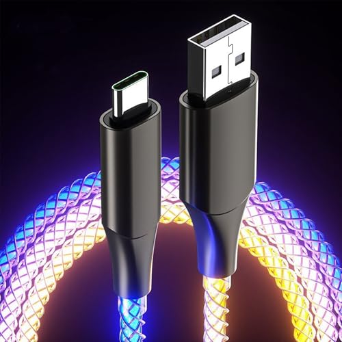 Elevate Your Charging Game with 2 Packs 66 W LED Light Up USB C Charging Cable – Vibrant RGB Flowing Lights for Quick Charge Compatibility with i Phone 15/16 Pro Max/Plus, Samsung Galaxy S24/S23, LG and More Android Devices (3.3 FT) – Durable Braided Design for Enhanced Longevity and Style