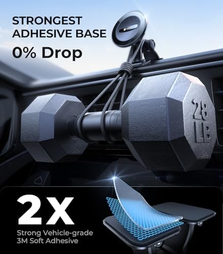 VICSEED 2025 Mag Safe Car Mount Upgrade – Unmatched 25 N Magnetic Grip & Advanced Dashboard Adhesive for Secure Smartphone Holding – 360° Adjustable Design Perfect for All Vehicles & Smartphones – Effortless Installation for Enhanced Safety and Convenience