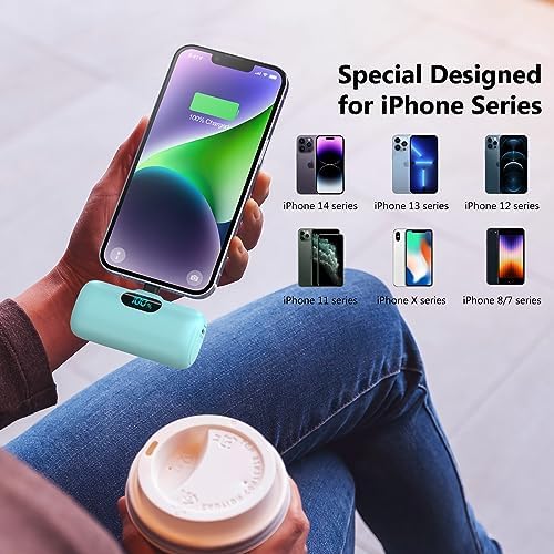 Ultra-Compact 2 Pack Mini Portable Charger 5200 m Ah with PD Fast Charging & LCD Display – Stylish Battery Backup Power Bank for i Phone 14/13/12/XR/7/6 – Your Essential On-the-Go Charging Solution