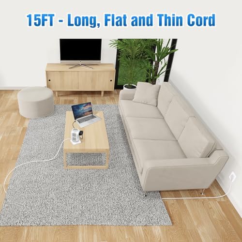 Ultimate Power Strip Desk Organizer with 8 AC Outlets & 4 USB Ports, 20 W Fast USB C Charging Station – 15 FT Flat Cord for Enhanced Flexibility & Surge Protection – Streamline Your Workspace & Maximize Efficiency