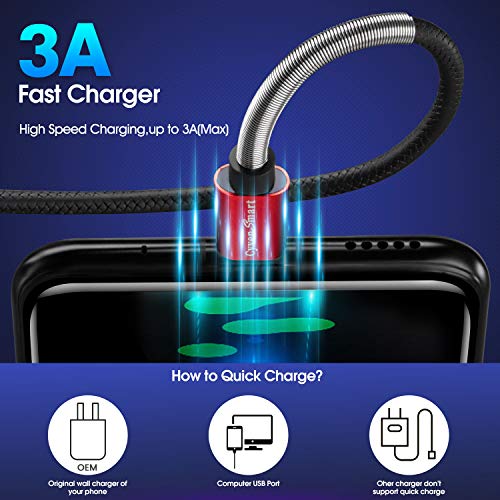 Cyven Premium 10 ft USB C Fast Charging Cable – 3-Pack High-Speed Type C Charger for Android Devices, Compatible with Samsung Galaxy S10, S9, S8 Plus – Enhanced Durability and Flexibility for Everyday Use