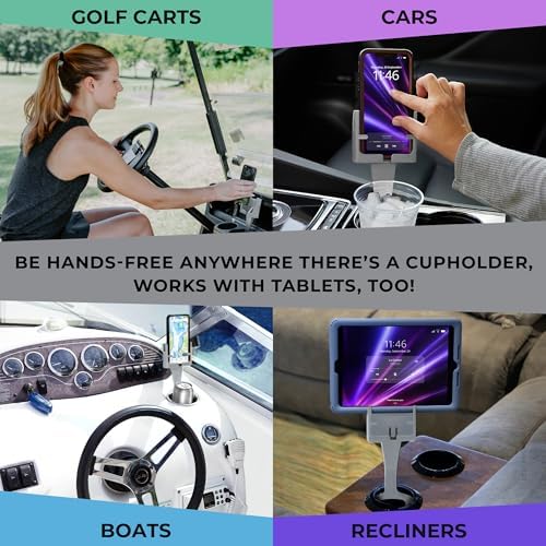 Smartphone Mounts for Cars or Trucks Made in USA by Cell Phone Seat, Universal Fit Including iPhone, Samsung, Android Cellphones, Wolf Gray Color, Hands-Free Compliant Cradle – Enhanced Compatibility and Speed