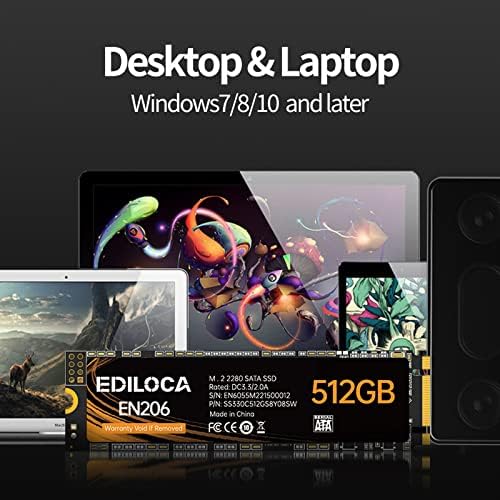 Upgrade Your System with the EN206 512 GB M.2 SSD – High-Speed 3 D NAND TLC Technology for Ultrabooks and Mini PCs, Blazing Fast Read/Write Speeds of 550/460 MB/s, Enhanced Compatibility for Seamless Performance and Efficiency