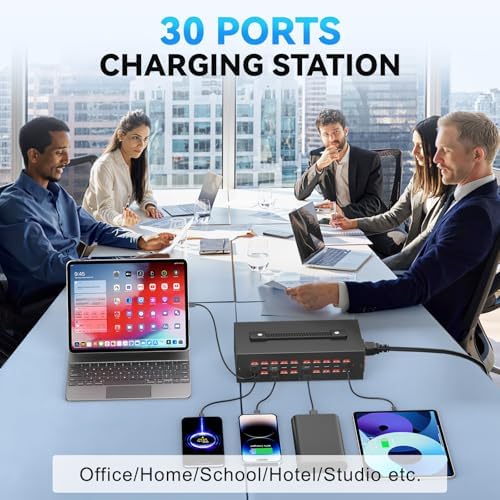200 W USB-C Charging Hub with 20 Ports – Fast Charge Station for i Phone, i Pad, Kindle, and More – Multi-Device Power Solution with Enhanced Safety Features – Portable USB Wall Charger for Home and Office Use – Efficient Multi-Device Charging Station