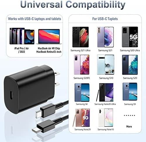 Super Fast 45 W USB-C Charger Cable Set – 2 Pack (6 ft & 10 ft) for Samsung Galaxy S25 Ultra, S24, S23, S22, Note 20 & More – Premium Durability, Versatile Lengths for Rapid Charging at Home or On-the-Go – Elevate Your Power Delivery Experience with Enhanced Compatibility and Long-Lasting Quality