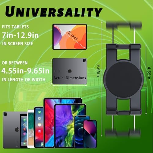 Heavy-Duty Metal Tablet Mount for Vehicles – Adjustable Long Arm Holder for 7-14.6 Inch Tablets, Perfect for Trucks, Cars, and Industrial Use – Enhanced Stability and Versatile Positioning for Dashboards, Walls, and Desks