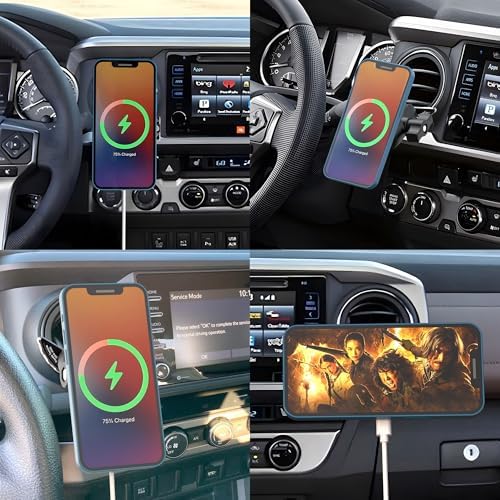 EASEORD Upgraded Wireless Charger Magnetic Vent Phone Mount for Toyota Tacoma (2016-2023), 15W Fast Charging for Magsafe 3rd Gen Tacoma Cell Phone Cradles Ultra-Magnet Phone Holder for All Smartphone – Enhanced Compatibility and Speed