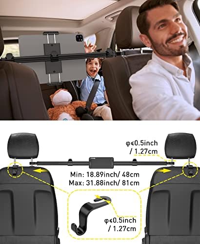 Ultimate Back Seat Tablet Holder for Car – Versatile Headrest Mount for i Pad, Galaxy Tab, Kindle Fire HD, and More (4.7-16.1″) – Perfect Travel Accessory for Kids and Adults with 360-Degree Rotation and Easy Installation