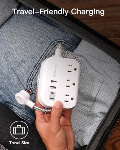 Maximize Your College Dorm Experience with a 15 Ft Power Strip Featuring USB Ports – Flat Extension Cord for Multi-Device Charging, Ideal Desk Accessory for Travel and Cruise Ships, Non-Surge Protector for Enhanced Compatibility and Speed
