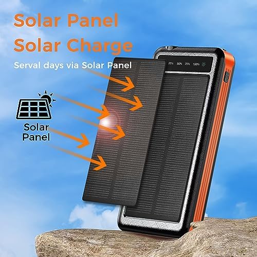 Ultimate Outdoor Solar Power Bank – 10000 m Ah Waterproof & Dustproof Portable Charger with Built-in Cables, Wireless Charging, LED Flashlight & Digital Indicator for Adventure-Ready Performance and Fast Device Compatibility
