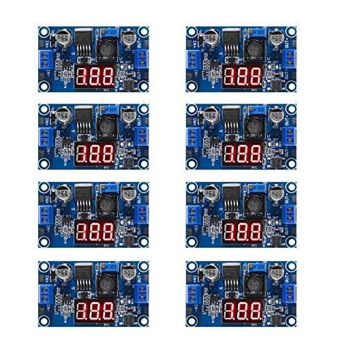 Efficient 8-Piece LM2596 Adjustable Buck Converter Module – Versatile DC Voltage Regulator for Precision Power Management from 4 V-40 V to 1.25 V-37 V with LED Voltage Display for Seamless Electronic Project Integration and Optimal Energy Efficiency