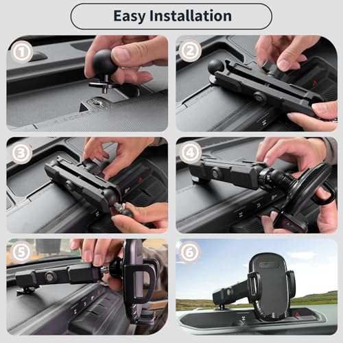 Linskip Dashboard Universal Phone Mount for 2021-2025 Ford Bronco Raptor & Bronco – Effortless Vertical & Horizontal Rotation, One-Hand Operation, Premium Smartphone Holder for Enhanced Driving Safety & Convenience, Ideal for 2/4 Door Models, Elevate Your Interior Experience with Stylish Functionality