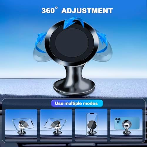 Revolutionary 360° Aluminum Magnetic Phone Holder for Car Dashboard – Universal Compatibility with i Phone 16 Pro/15/14/13/12, Samsung & Tablets – Ultimate Stability and Stylish Design for Safe Navigation on the Road
