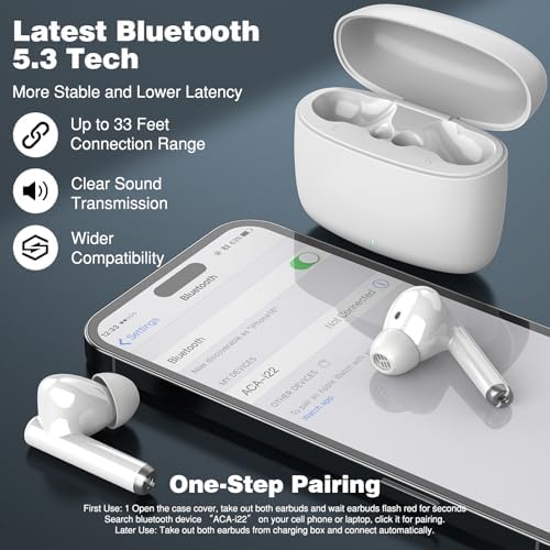 Next-Gen Bluetooth 5.3 True Wireless Earbuds with Deep Bass and Noise Cancellation for Samsung S24, S23 Ultra, S22, S21, A55, A54, i Phone 16, 15 Pro – Sweatproof In-Ear Headphones with HD Mic for Crystal-Clear Calls and All-Day Comfort – Perfect for Active Lifestyles and Music Enthusiasts