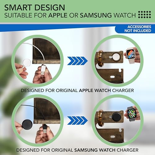 Nightstand Organizer – Bedside Docking Station for Men -Unique Gifts for Husband, Father or Dad from Wife, Son or Daughter -Desk Organizer for Phone, Watches & Accessories (Rustic) – Enhanced Compatibility and Speed